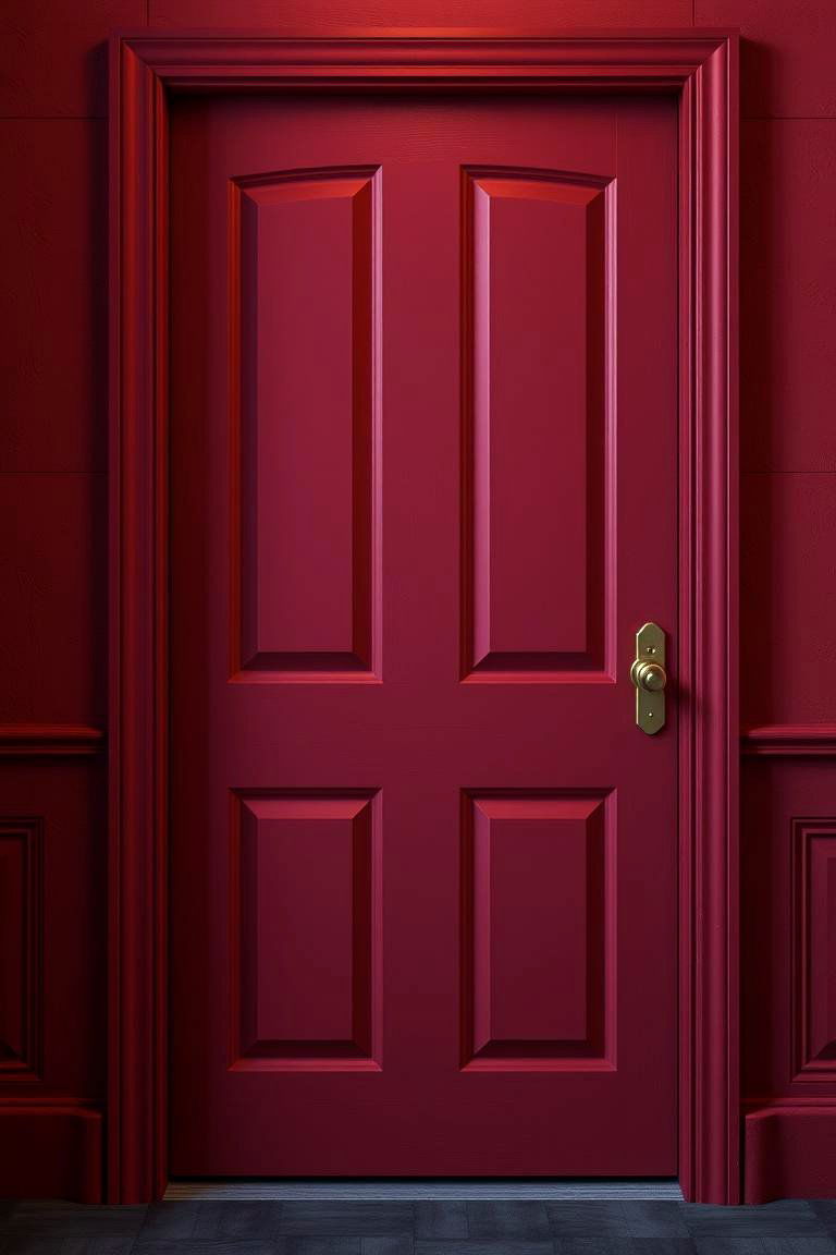 Dark Red Door with a Soft Muted Hue for a Cozy Appeal - 24 Dark Red Front Door Ideas