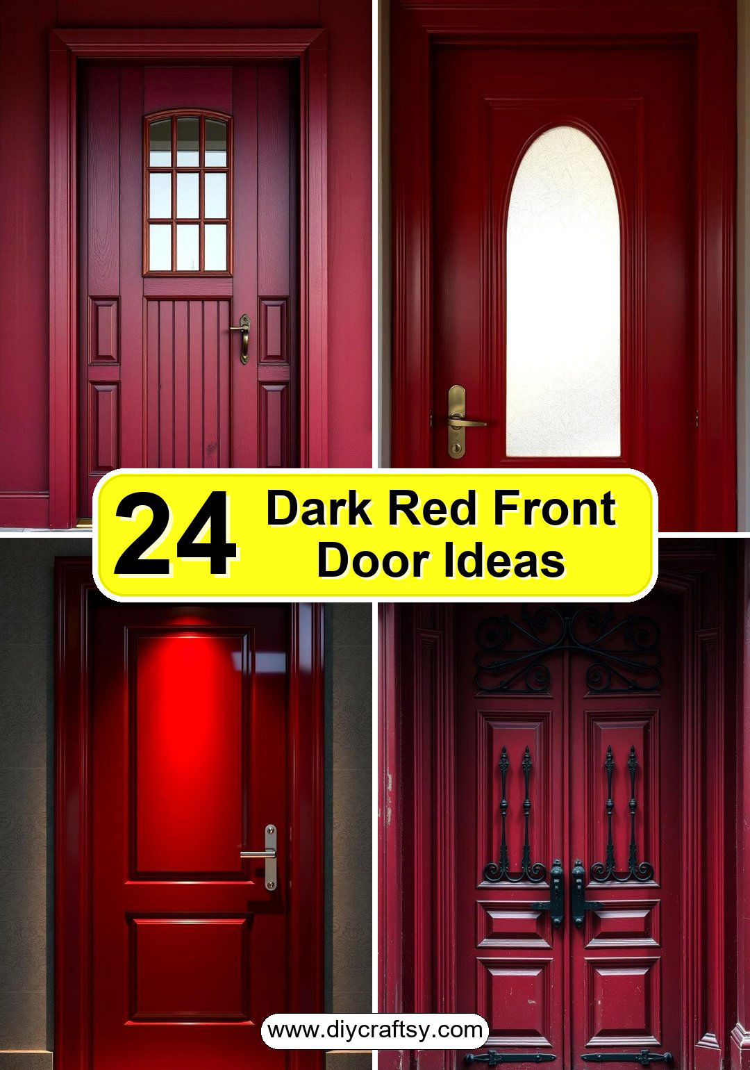 Dark Red Front Door Ideas