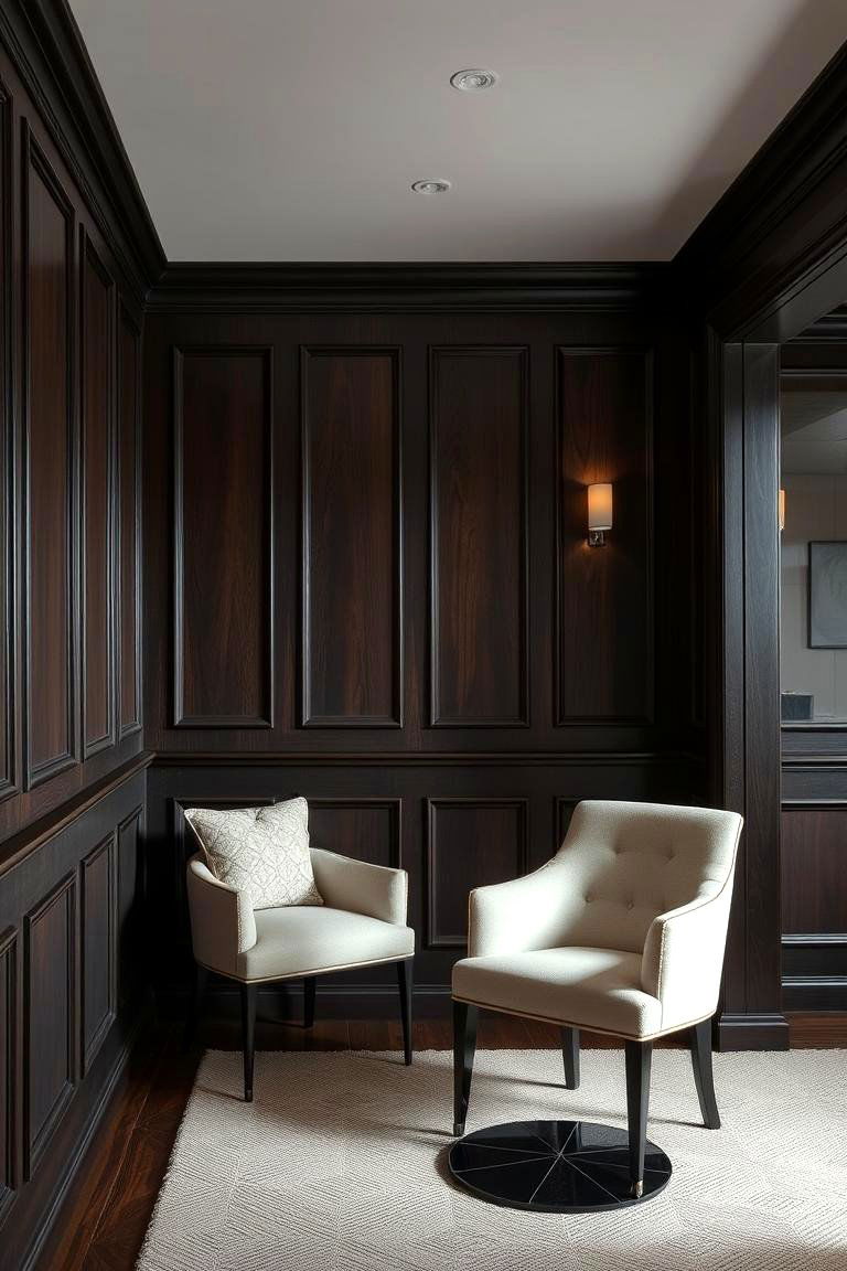 Dark Stained Contrast Wainscoting - 24 Living Room Wainscoting Ideas