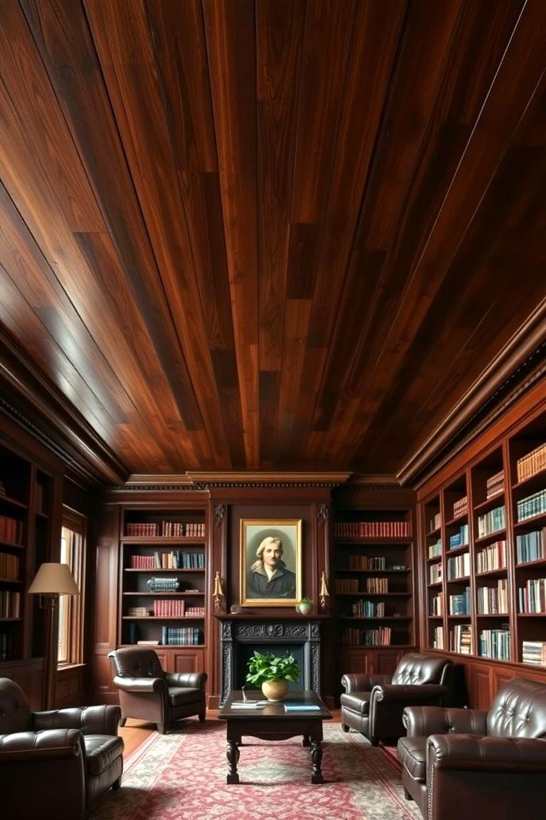 Dark Stained Wood Plank Ceiling - 24 Wood Plank Ceiling Ideas