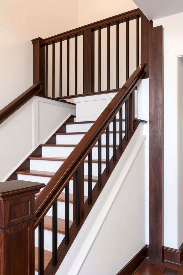 Dark Stained Wood Railing - 24 Wood Stair Railing Ideas