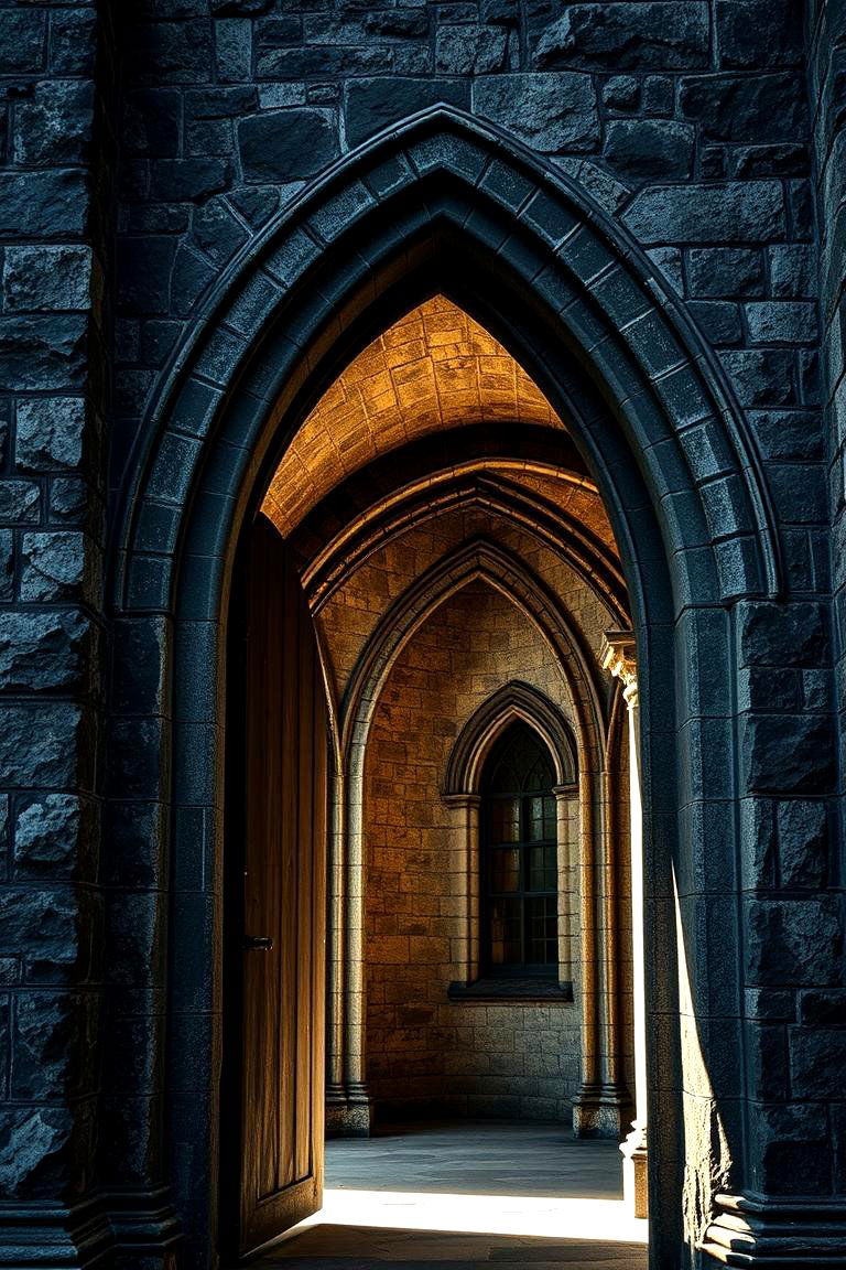 Dark Stone Gothic Entry - 24 Gothic Front Door Ideas
