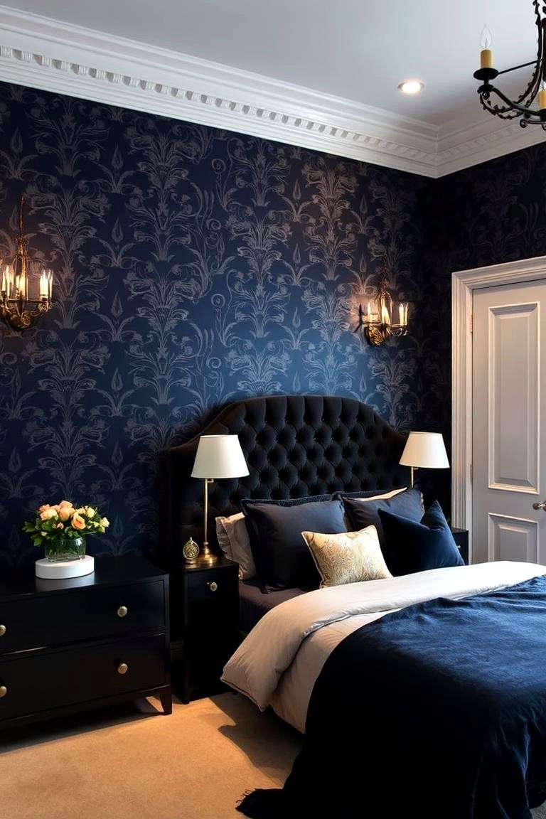 Dark Tones for a Cozy Retreat - 24 Bedroom Wallpaper Ideas