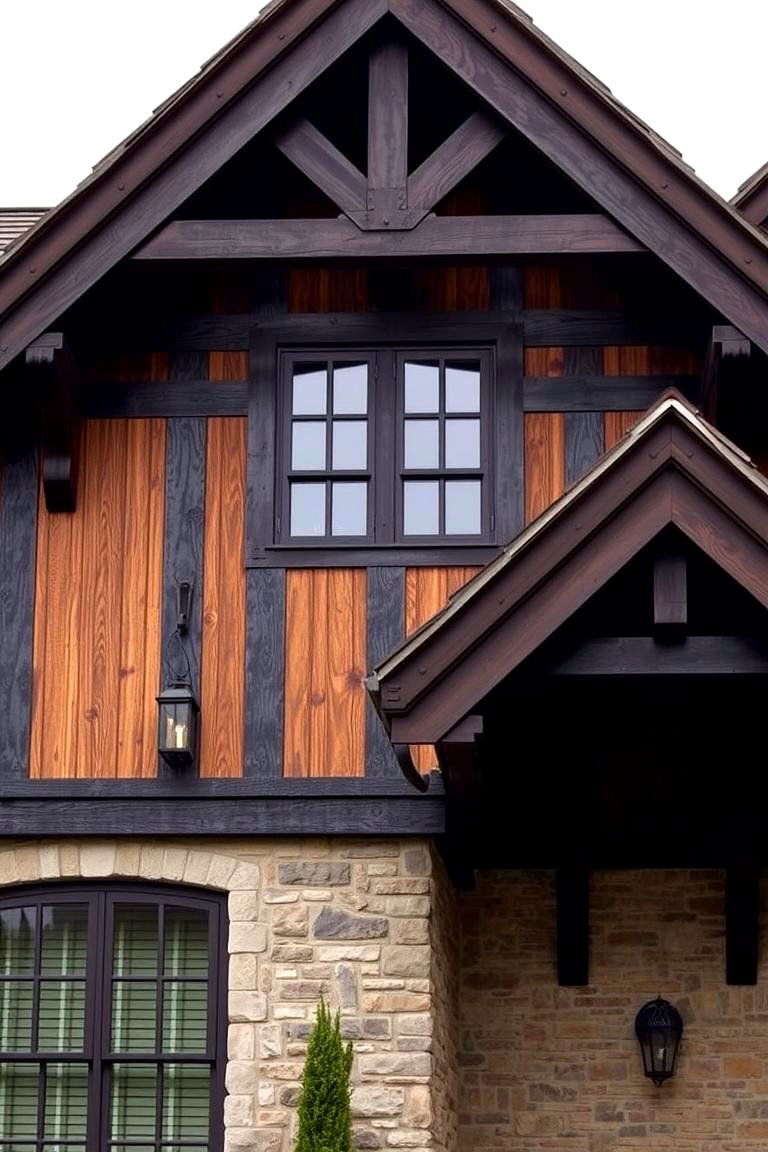 Dark Wood Accents and Cladding - 24 Modern Tudor Exterior Inspiration