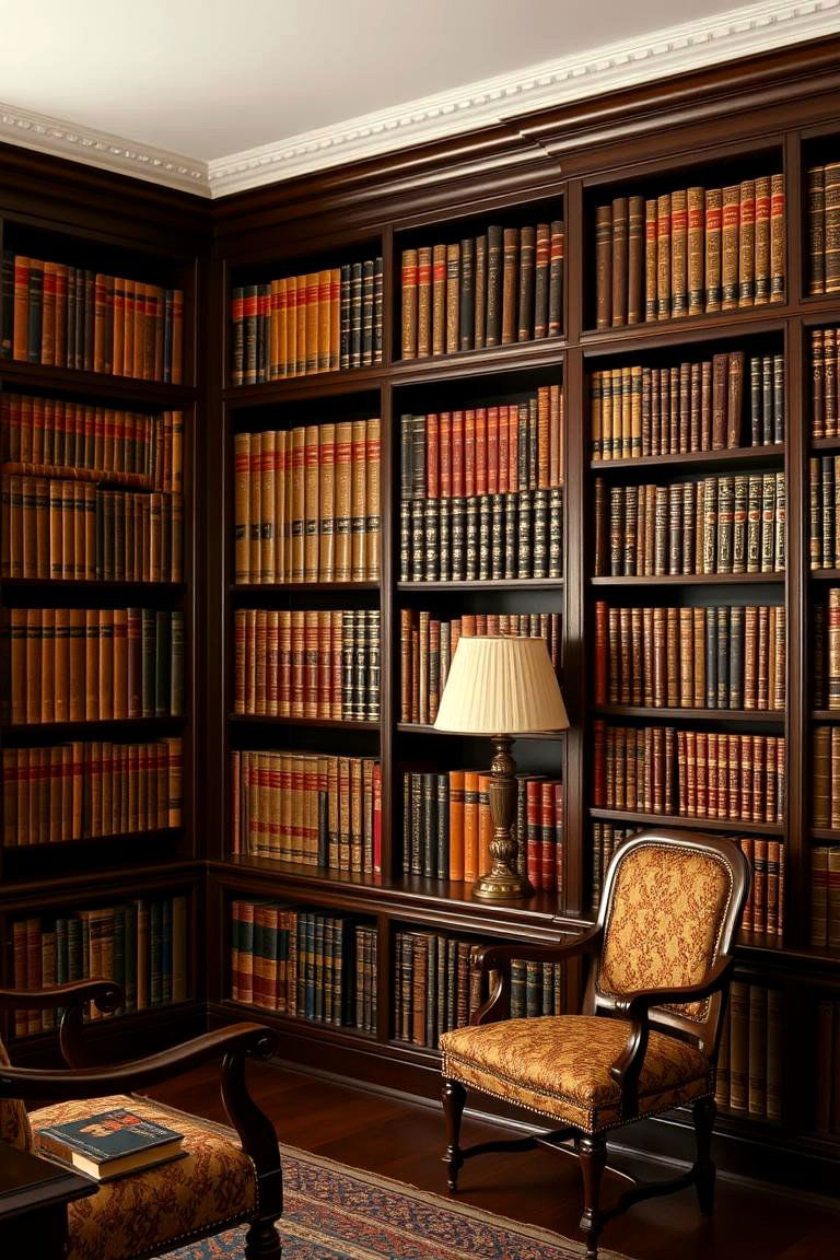 Dark Wood Bookshelves - 24 Dark Academia Interior Design Ideas