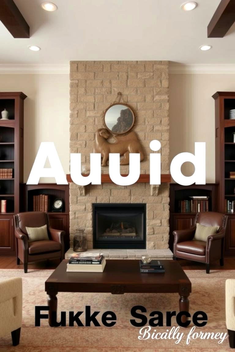 Dark Wood Shelving with Stone Fireplace - 24 Fireplace With Bookshelves