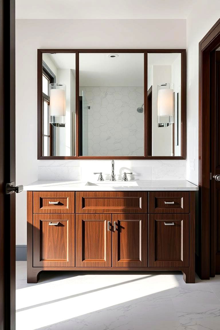 Dark Wood Vanity for Dramatic Elegance - 24 Wood Bathroom Vanity Ideas