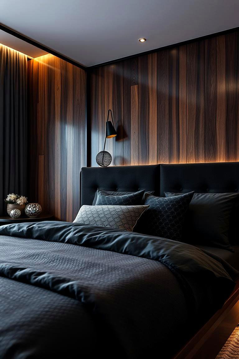 Dark Wood Warmth - 24 Black and Silver Bedroom Ideas