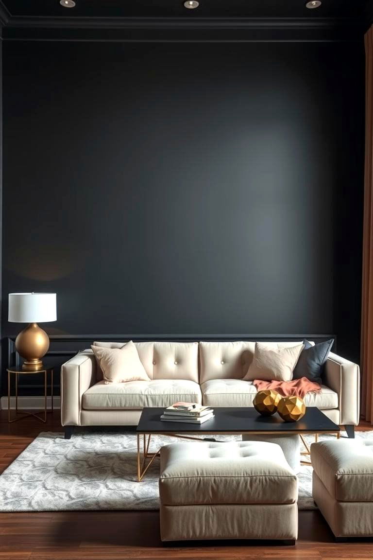 Dark and Moody Charcoal Gray Statement - 24 Gray Living Room Ideas