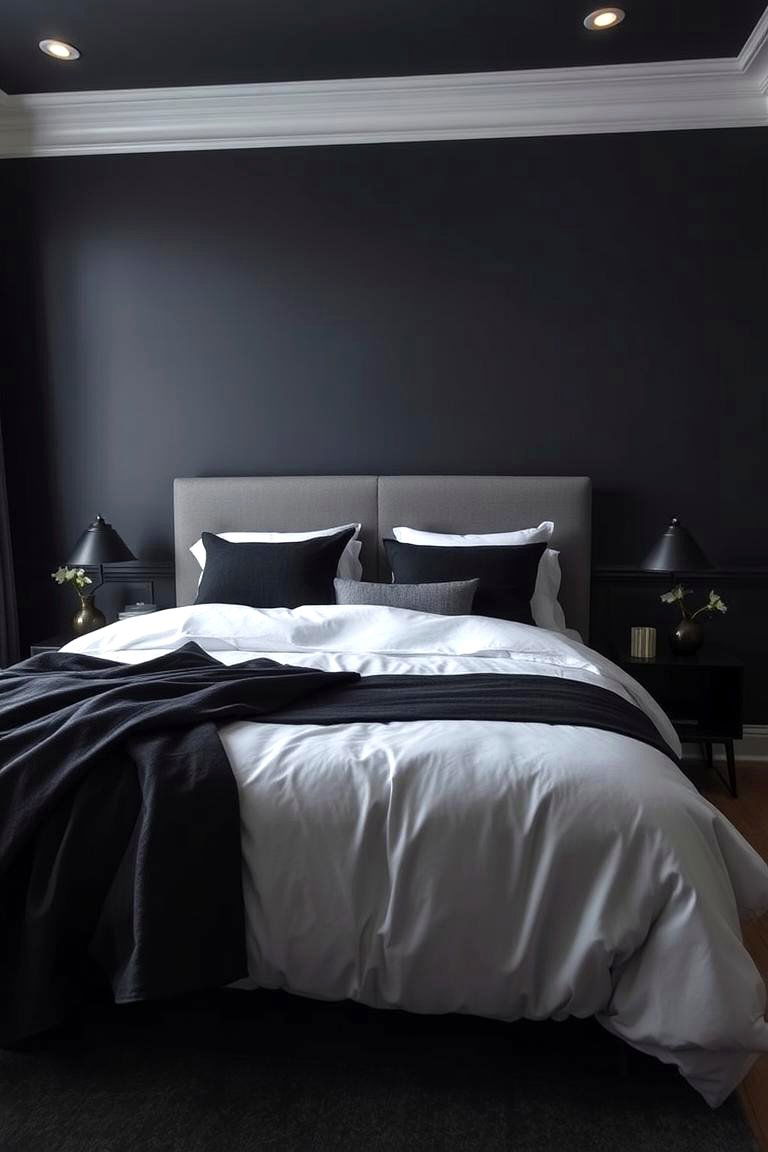Dark and Moody - 24 Grey and White Bedroom Ideas