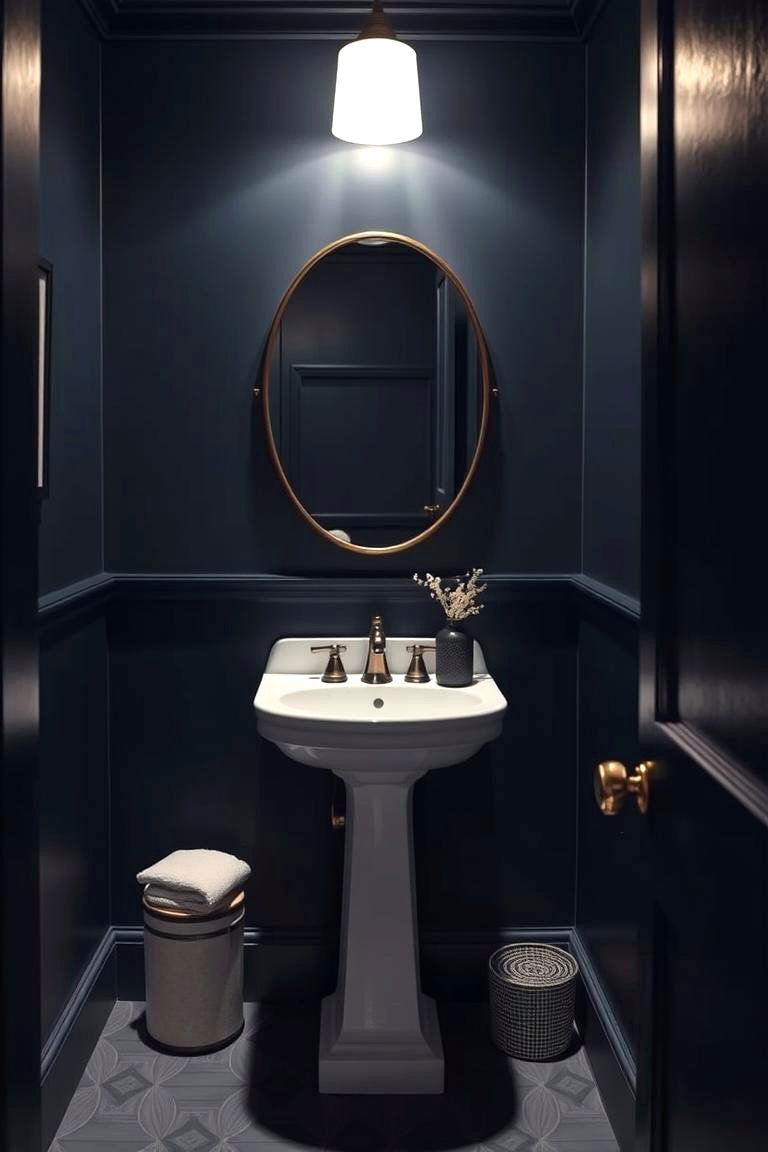 Darker Navy Blue for a Moody Vibe - 24 navy blue powder room ideas