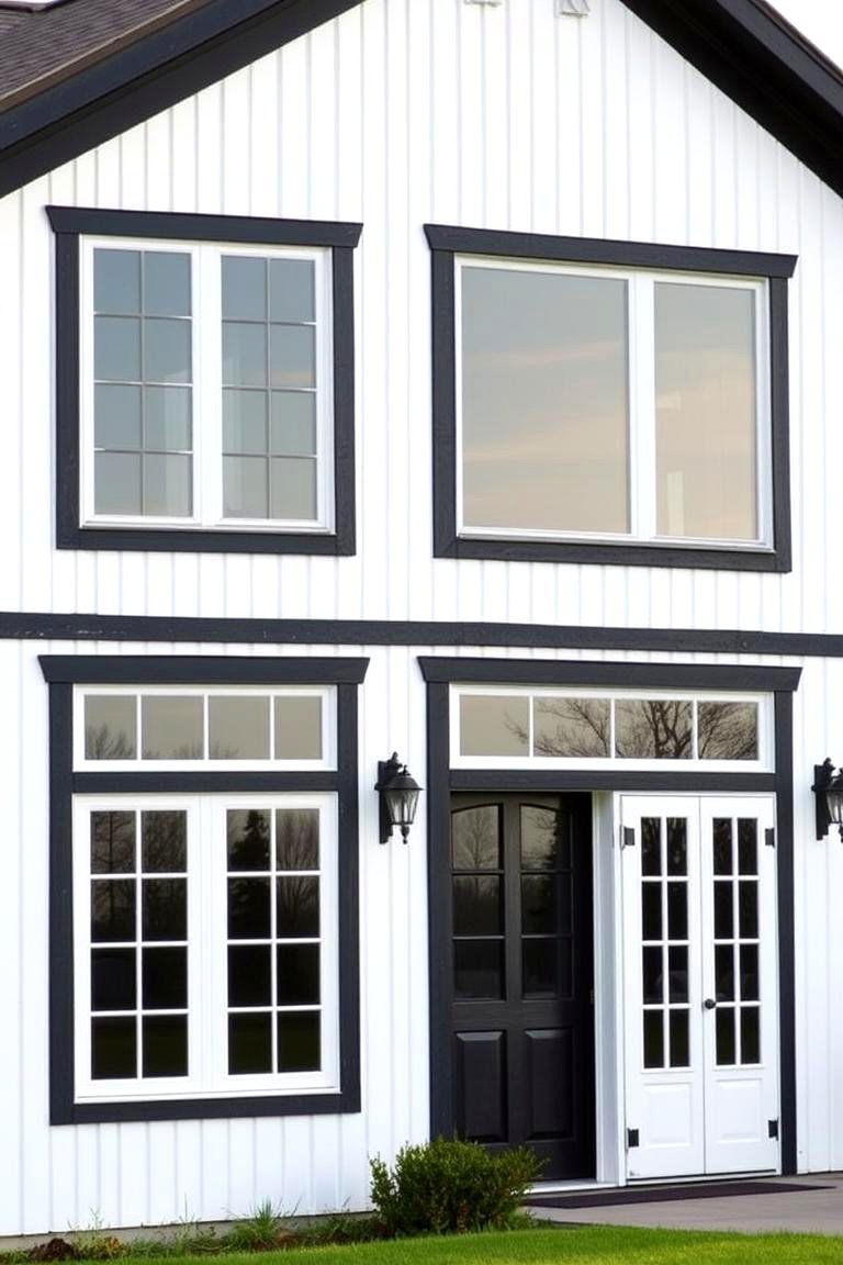 Darker Trim Around Windows and Doors - 24 Modern Farmhouse Exterior