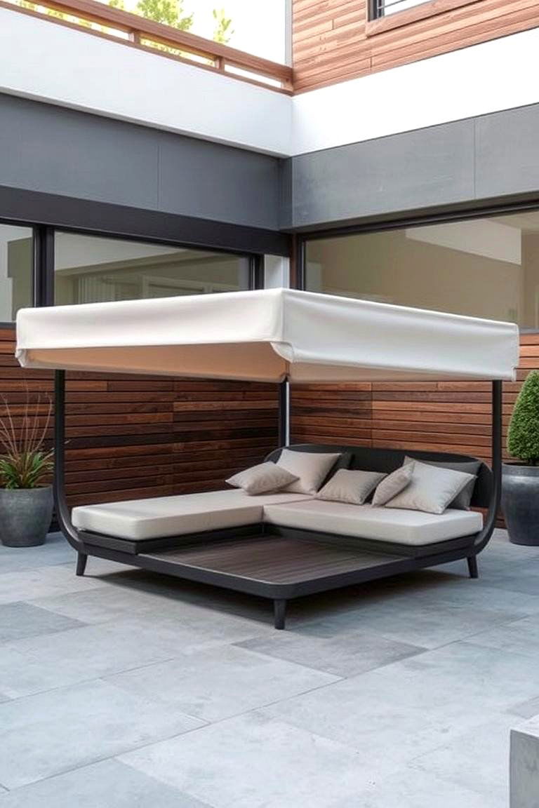 Daybed with Retractable Canopy for Shade - 24 Daybed Ideas for Small Spaces