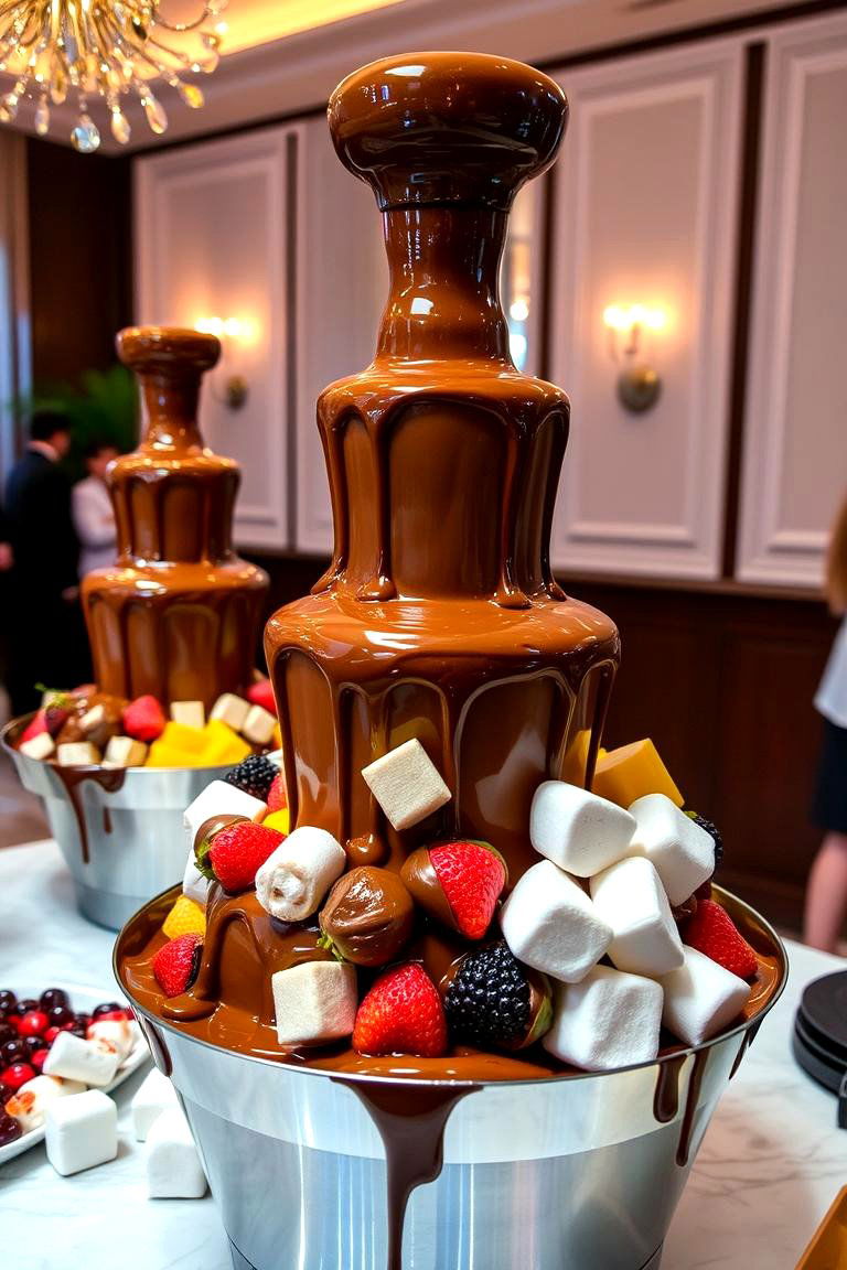 Decadent Chocolate Fountain Experience - 24 Wedding Food Ideas