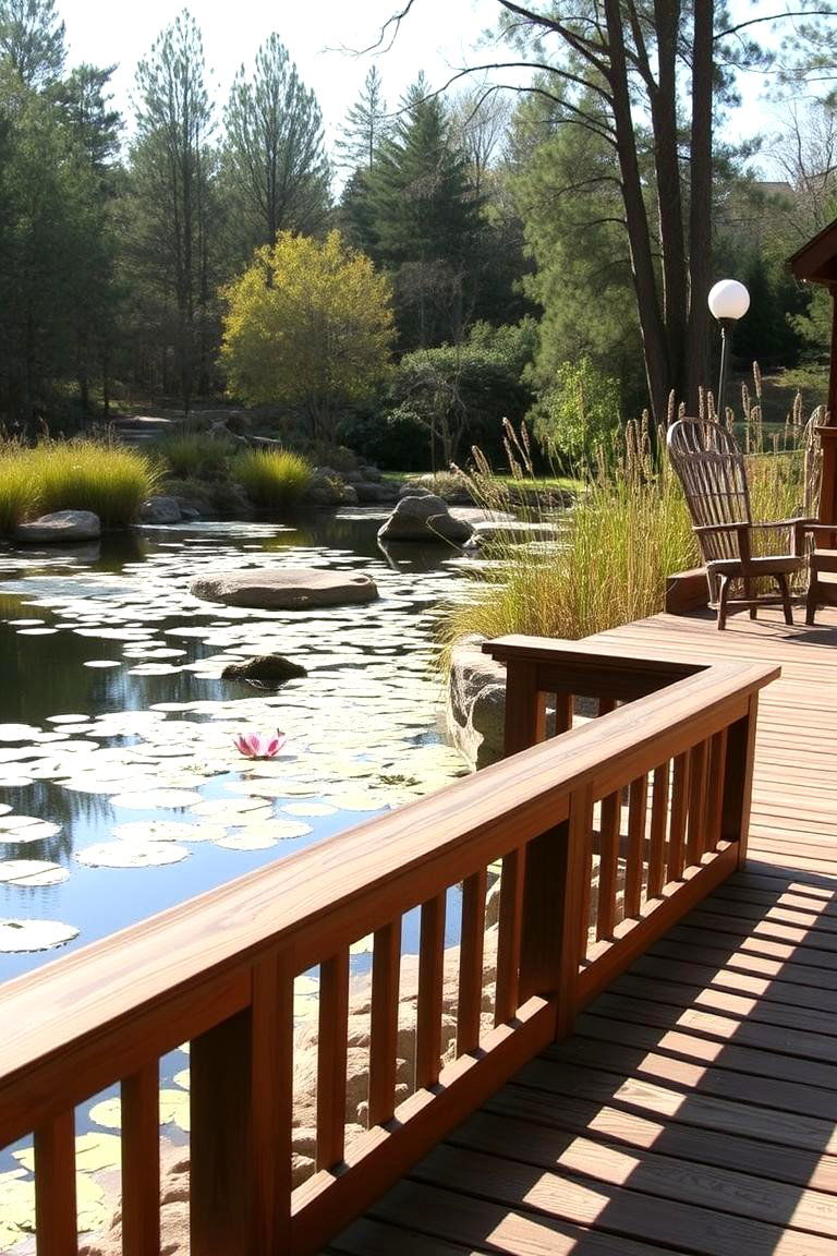 Deck Side Pond Retreat - 24 Pond Landscaping Ideas