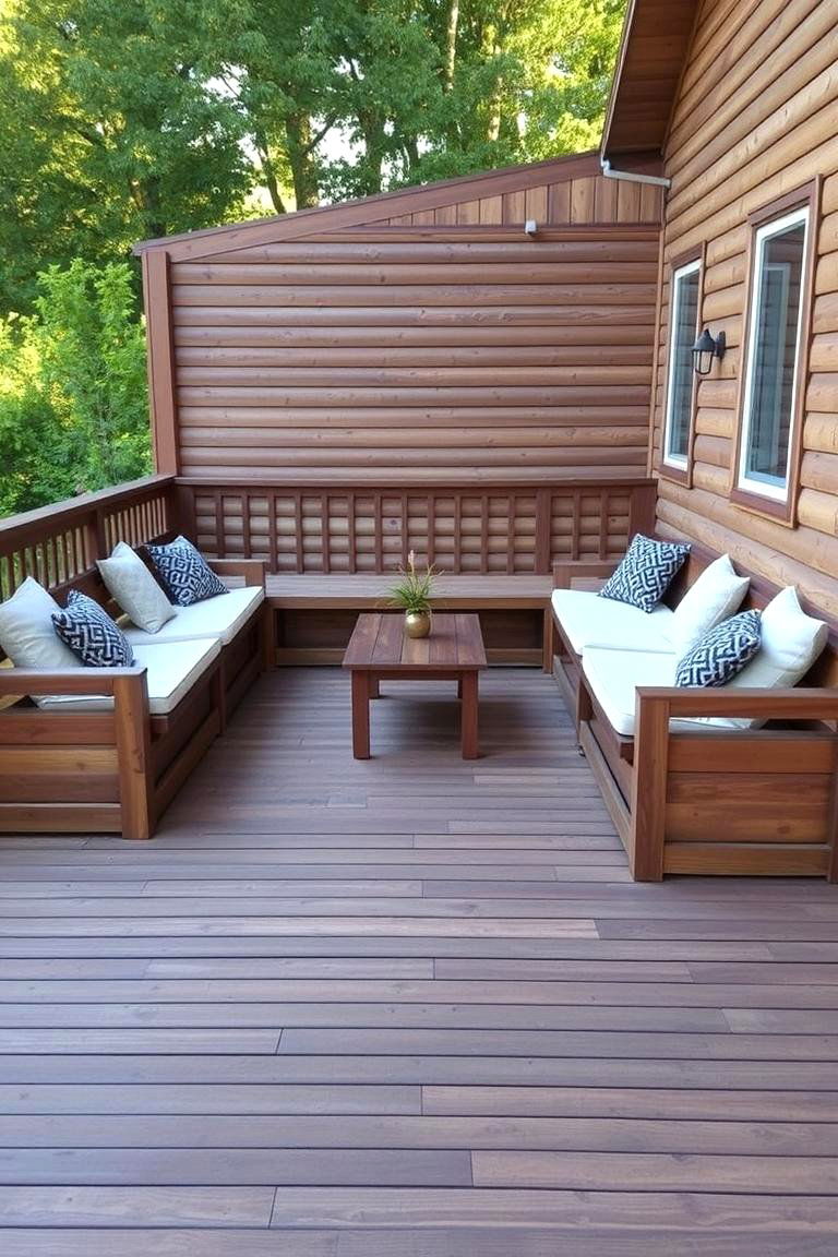 Deck with Built In Seating - 24 Wood Deck Ideas