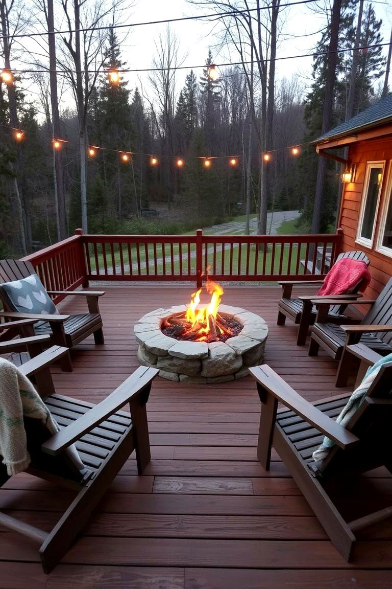 Deck with Fire Pit or Fireplace - 24 Wood Deck Ideas