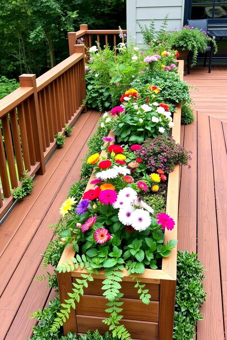 Deck with Integrated Planters - 24 Wood Deck Ideas