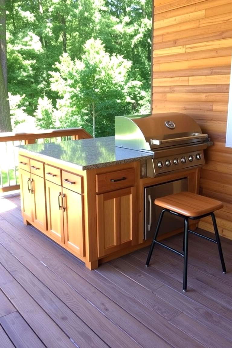 Deck with Outdoor Kitchen or Bar - 24 Wood Deck Ideas