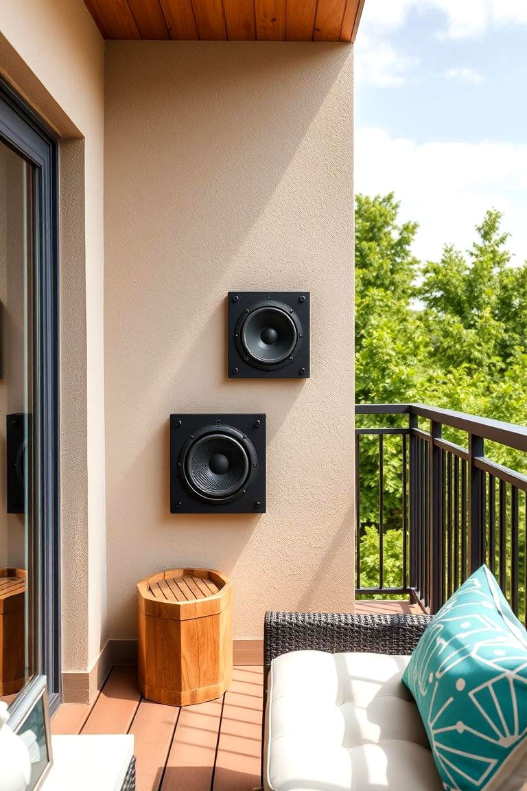 Deck with Outdoor Speakers - 24 Small Deck Ideas