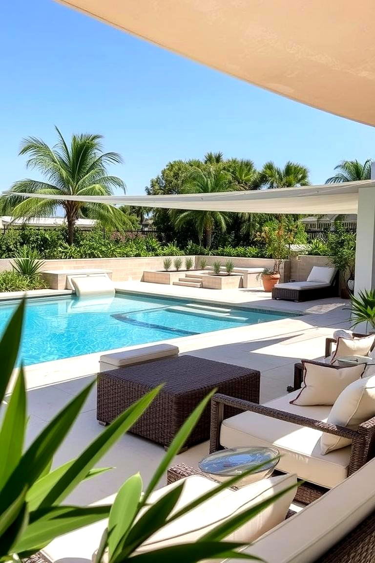 Deck with Poolside Lounge Area - 24 Above-ground Pool With Deck Ideas