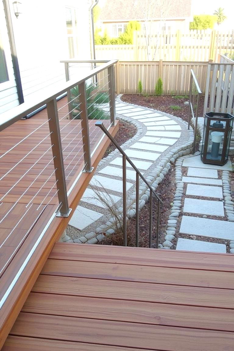 Deck with a Combination of Materials - 24 Wood Deck Ideas