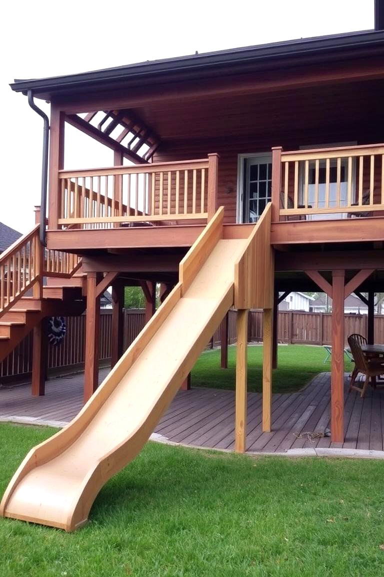 Deck with a Slide or Play Area - 24 Wood Deck Ideas