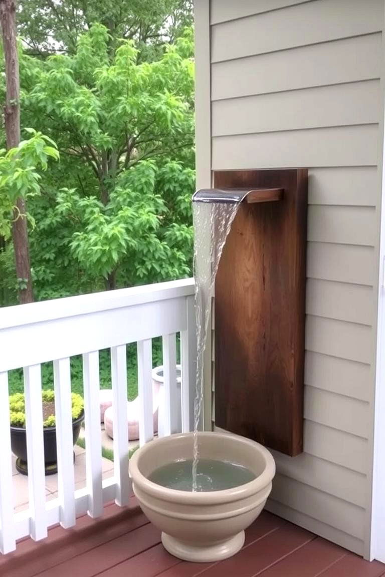 Deck with a Water Feature - 24 Small Deck Ideas