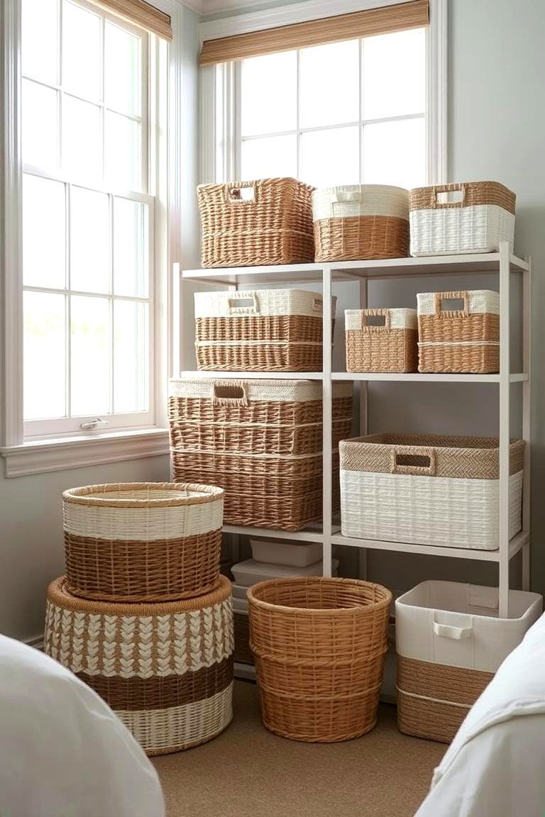 Decorative Baskets and Bins - 24 Bedroom Storage Ideas