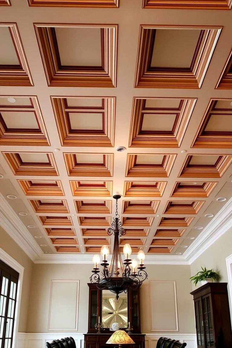 Decorative Beams in a Coffered Ceiling Design - 24 Decorative Ceiling Beam Ideas