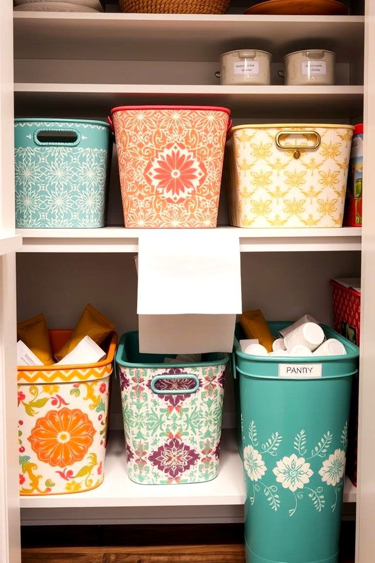Decorative Bins in the Pantry - 24 Garbage Can Storage Ideas