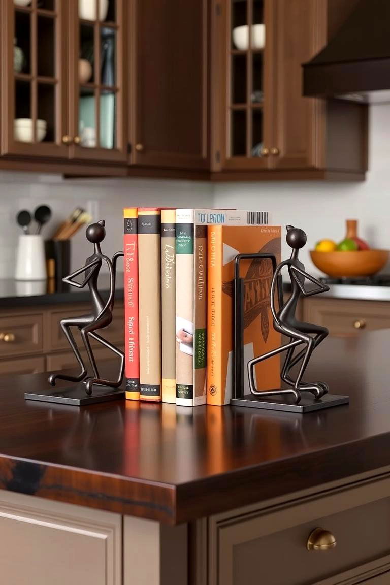 Decorative Bookends with a Few Select Volumes - 24 kitchen island decor ideas