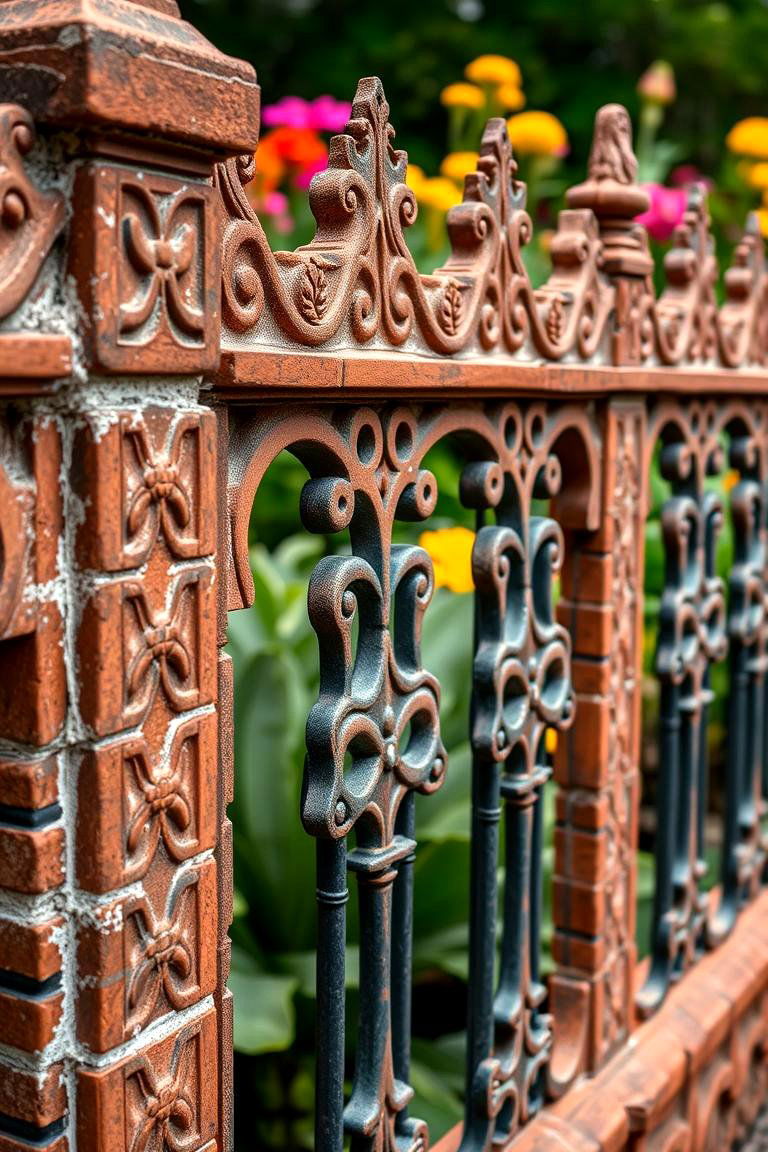 Decorative Brick Fence with Ornate Detailing - 24 Brick Fence Ideas