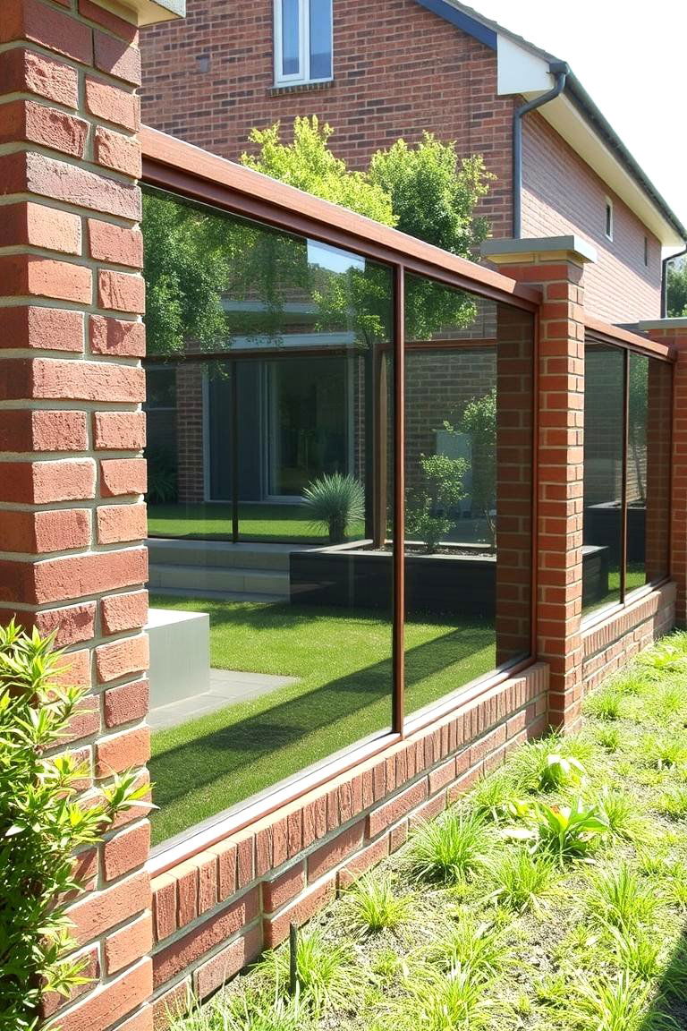 Decorative Brick and Glass Fence - 24 Brick Fence Ideas