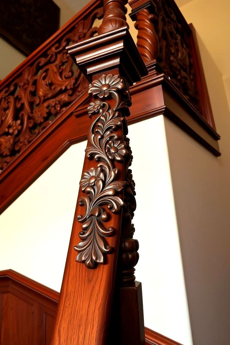 Decorative Carved Wood Railing - 24 Wood Stair Railing Ideas