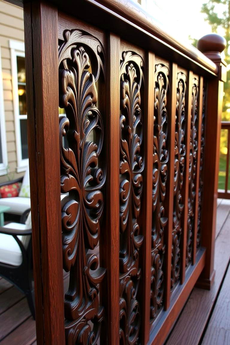 Decorative Carved Wood Railing - 24 Wood Deck Railing Ideas