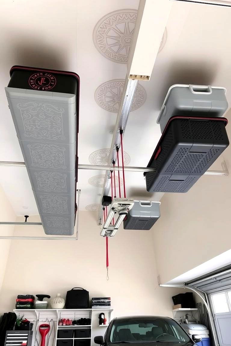 Decorative Ceiling Storage Bins - 24 Garage Decor Ideas
