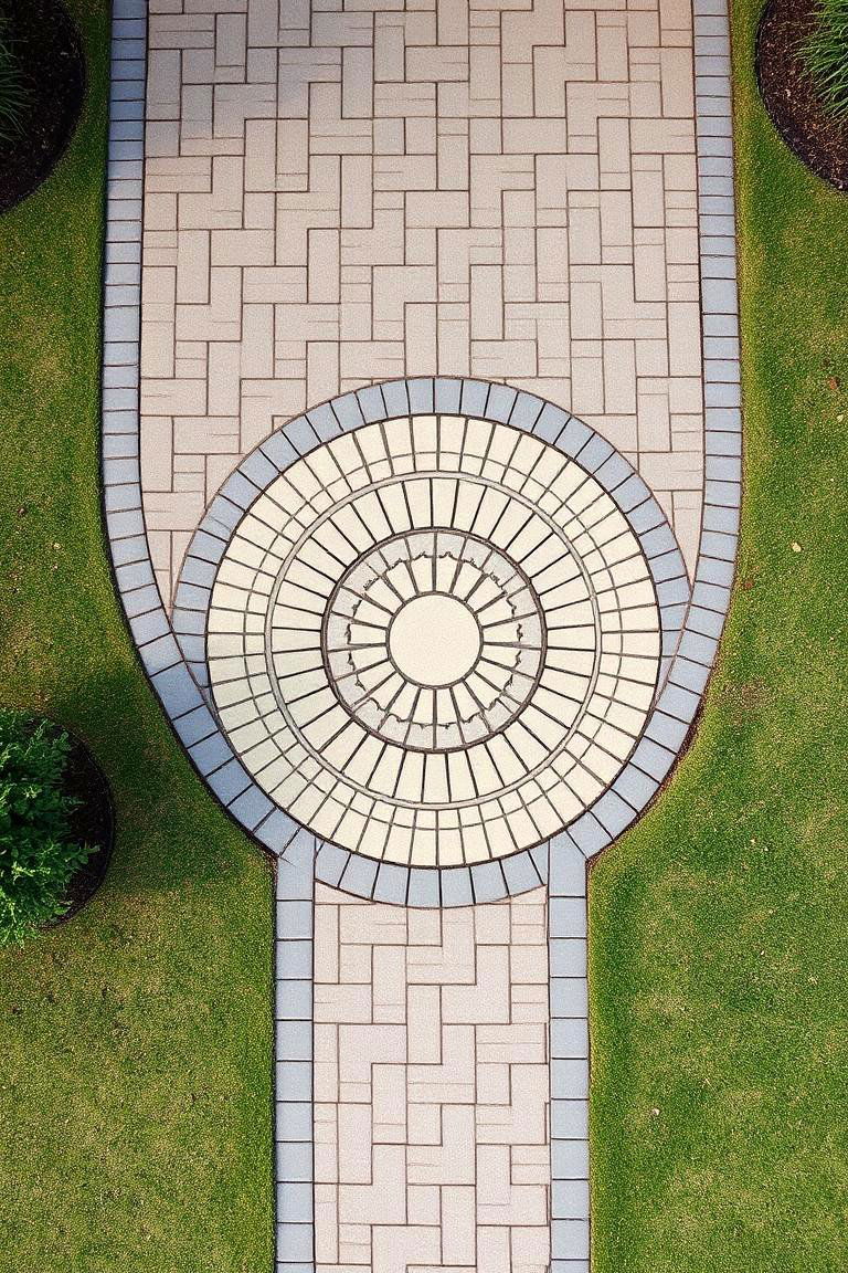 Decorative Circular Paver Feature Walkway - 24 Paver Walkway Ideas