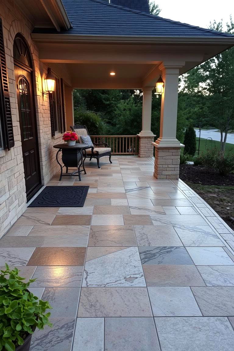 Decorative Concrete Overlays - 24 Concrete Porch Ideas
