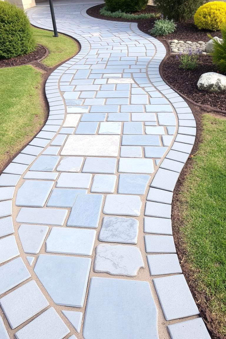 Decorative Curbed Paver Design - 24 Bluestone Walkway Ideas