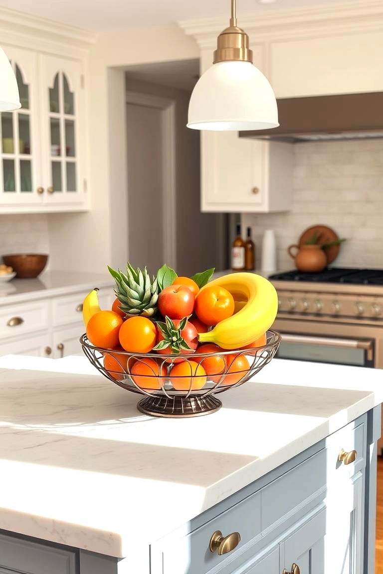 Decorative Fruit Bowl Centerpiece - 24 kitchen island decor ideas