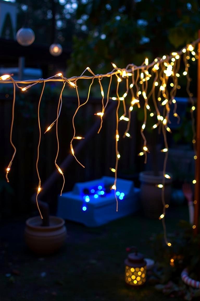 Decorative Garden Clothesline with Fairy Lights - 24 Outdoor Clothesline Ideas