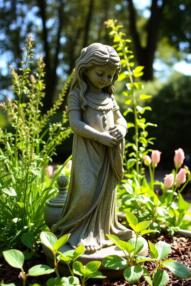 Decorative Garden Statue Accent - 24 Garden Centerpiece Ideas