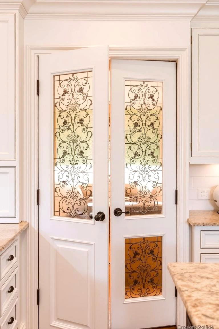 Decorative Glass Insert Door for Visual Interest - 24 Pantry Door Ideas
