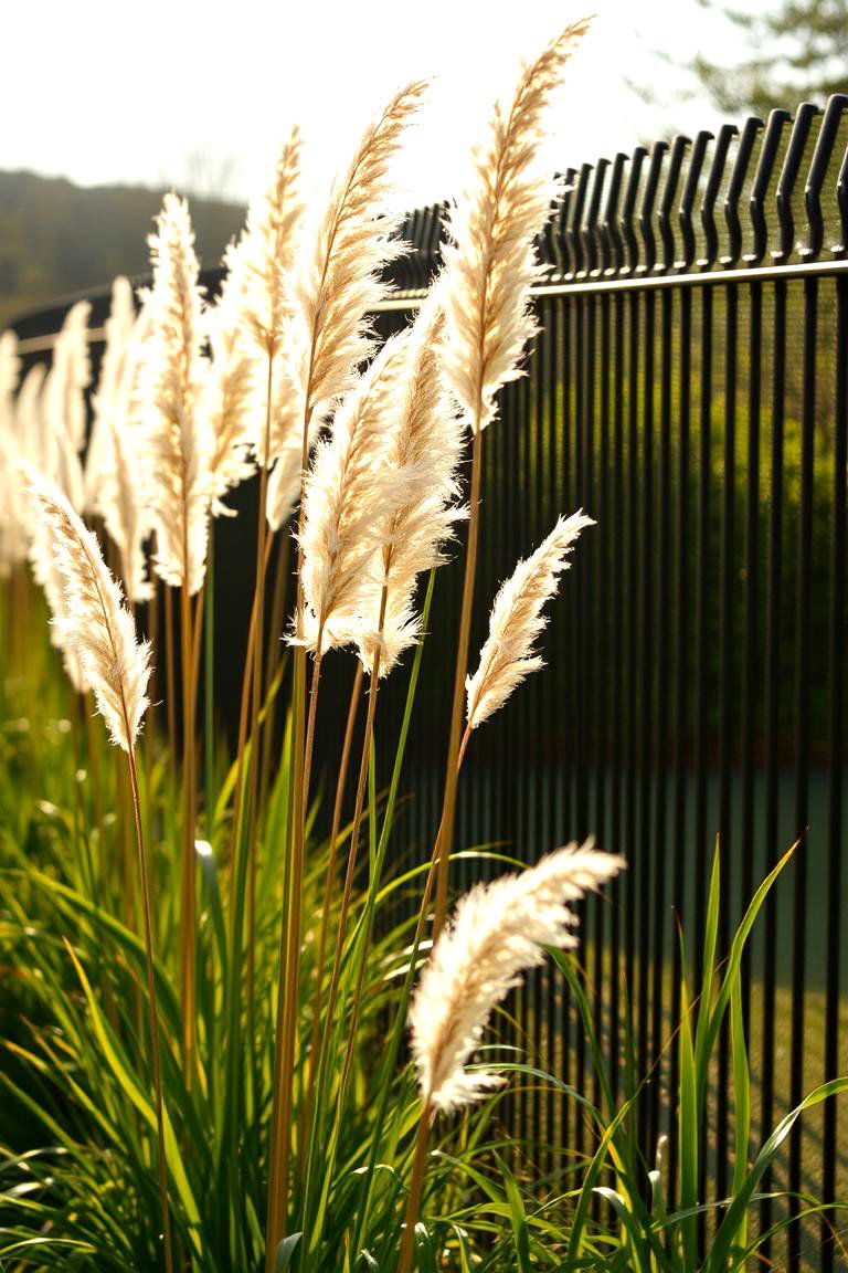 Decorative Grasses for Texture - 24 Simple Fence Line Landscaping Ideas