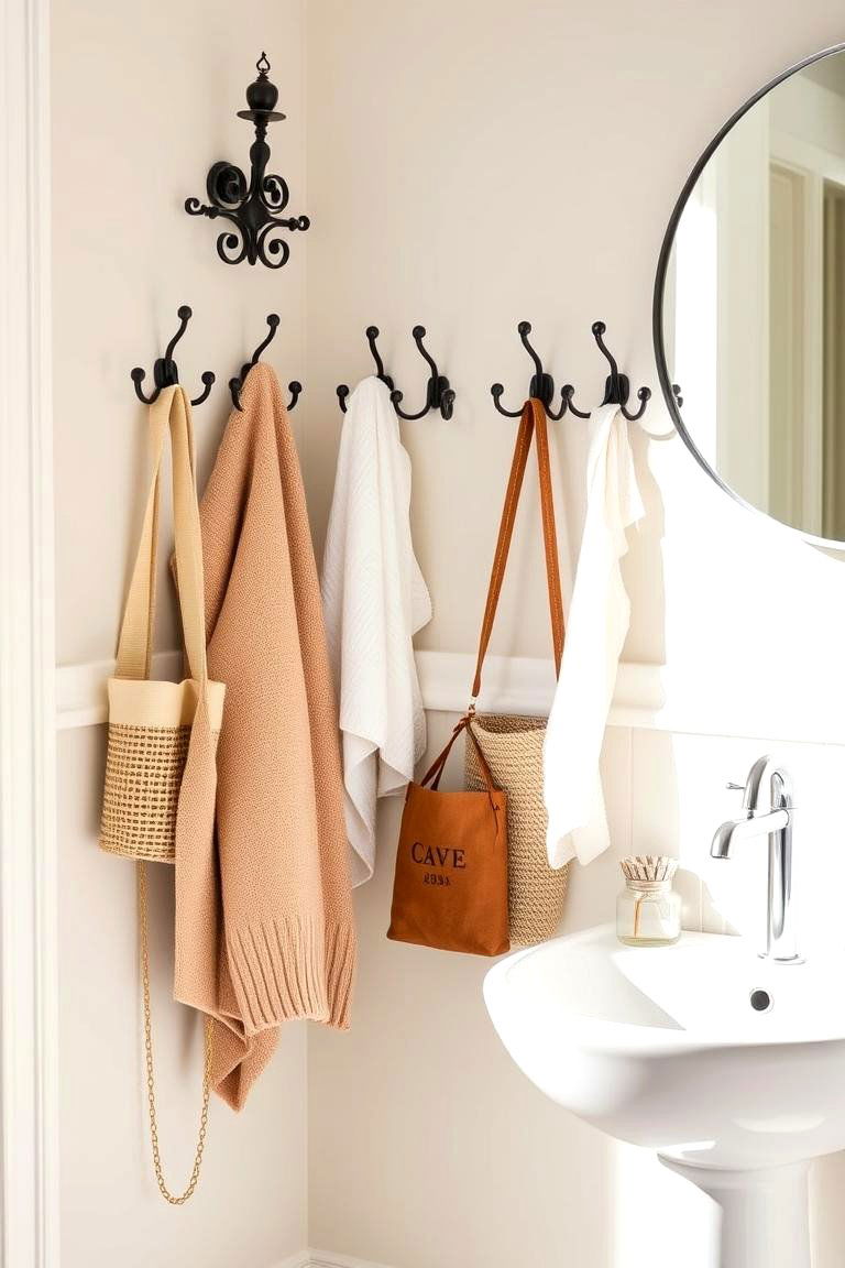 Decorative Hooks and Hangers - 24 Pedestal Sink Storage Ideas