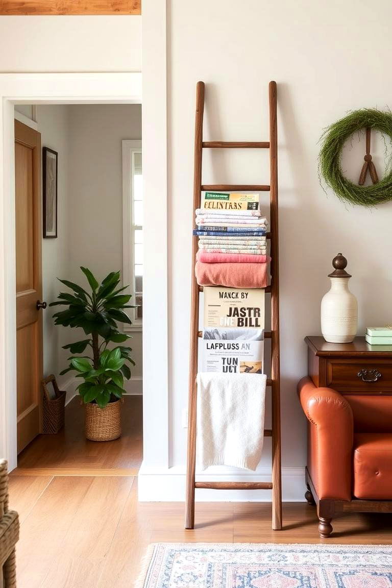 Decorative Ladder Display - 24 living room wall decor ideas