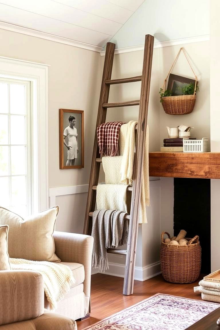 Decorative Ladders for Display - 24 High Ceiling Tall Wall Decor Ideas