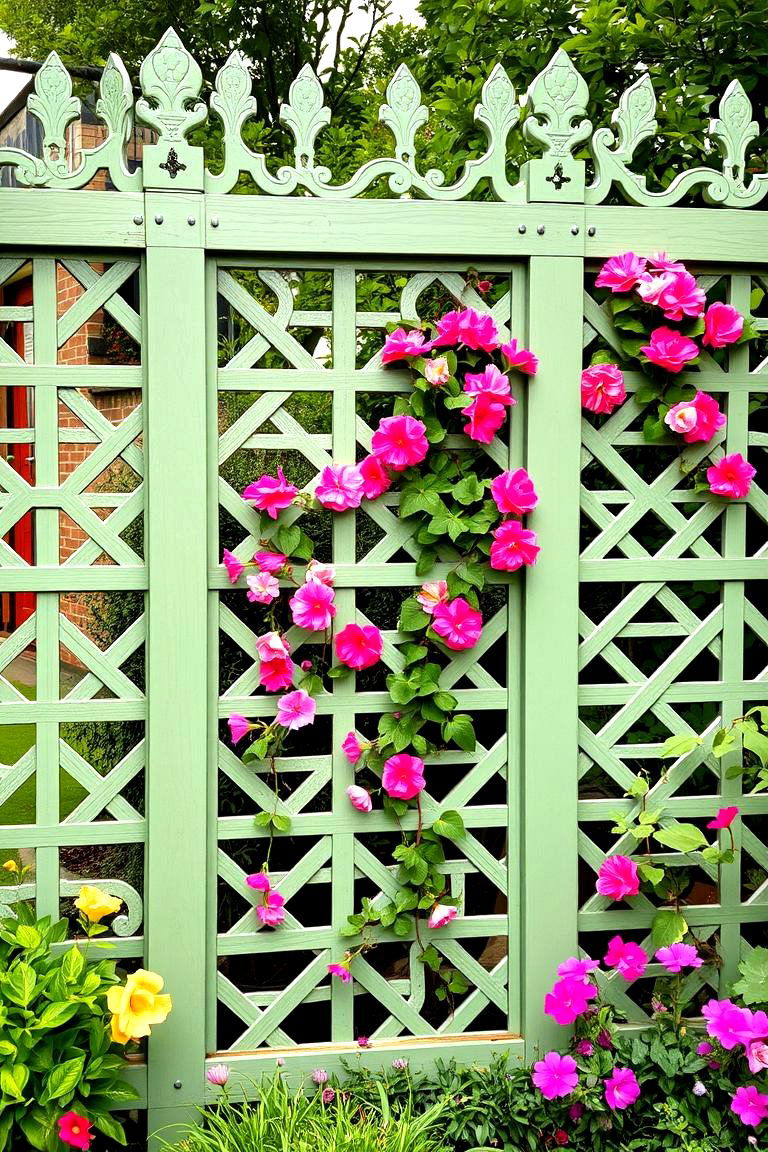 Decorative Lattice Fencing - 24 Sage Green Garden Fence Ideas