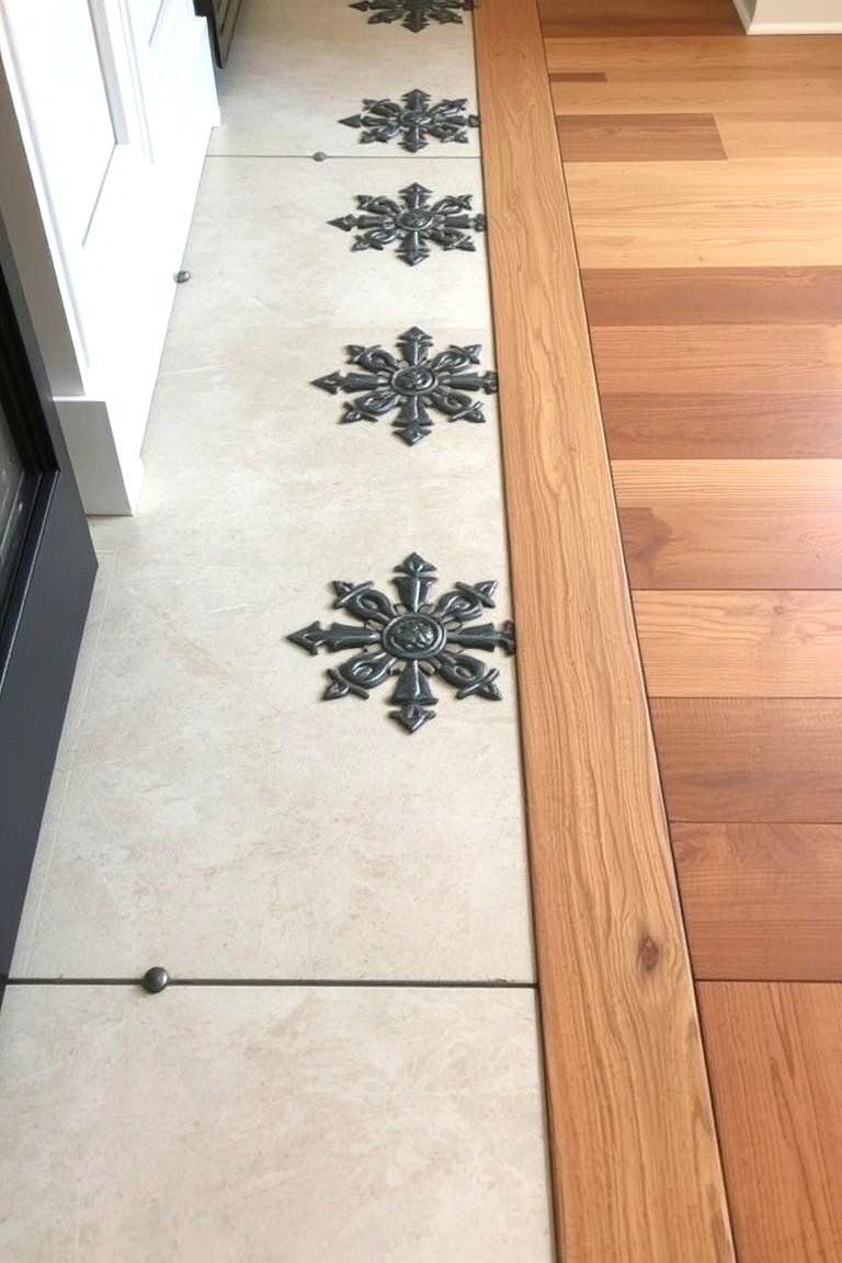 Decorative Metal Insets for Industrial Style - 24 Floor Transition Ideas